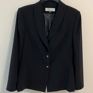 Blazer black women’s size 12 petite pinstriped lined button down casual business